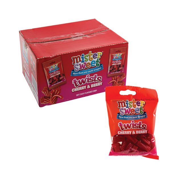 Mister Sweets - Cherry &amp; Berry - Party Supplies - Twists - 60g - 24 Pack