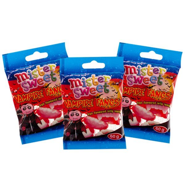 Mister Sweets Vampire Fangs 60g - Pack of 24 | Halloween Candy
