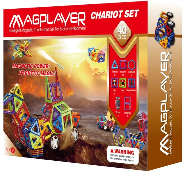Magplayer Magnetic Shapes Chariot 40 Piece Set