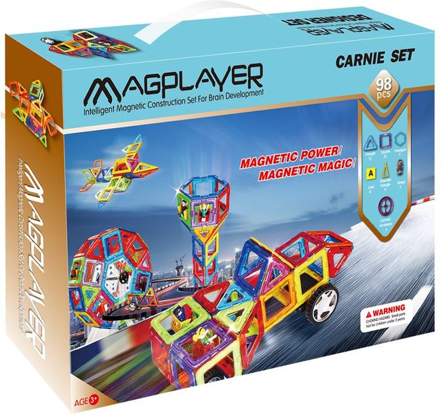 Magplayer Magnetic Shapes Carnie 98 Piece Set