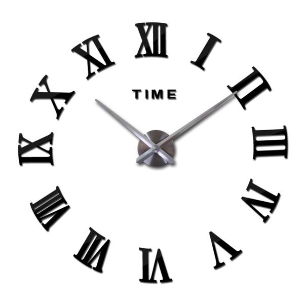 DIY Modern 3D Wall Clock - Roman Numerals - Black