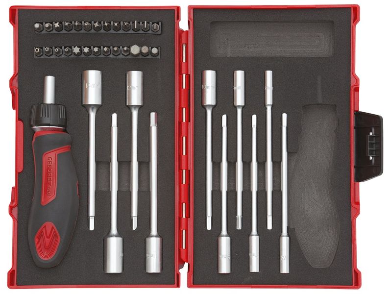 Gedore Red Tool Set T-Handle with Racthet 1/4 Inch - 37 Piece