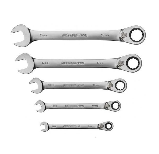 Gedore Red Combination Ratchet Spanner Set - 5 Piece
