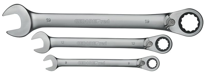 Gedore Red Combination Ratchet Spanner Set - 12 Piece