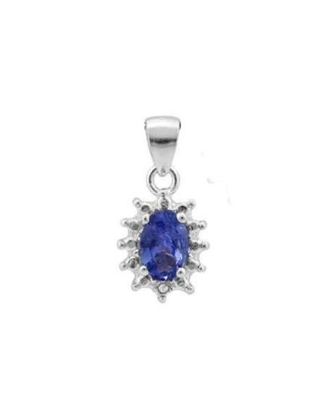 Miss Jewels- Natural Tanzanite and Diamond Pendant in Sterling Silver