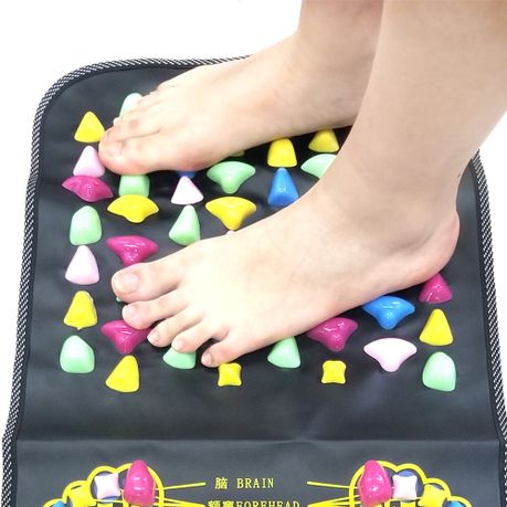 rosenice Reflexology Massage Mat Foot Stone Foot Leg Pain Reliever Walk  Massager Mat Health Care Acupressure Mat Pad Massager (Black)