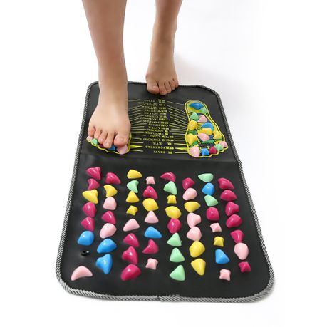 rosenice Reflexology Massage Mat Foot Stone Foot Leg Pain Reliever Walk  Massager Mat Health Care Acupressure Mat Pad Massager (Black)