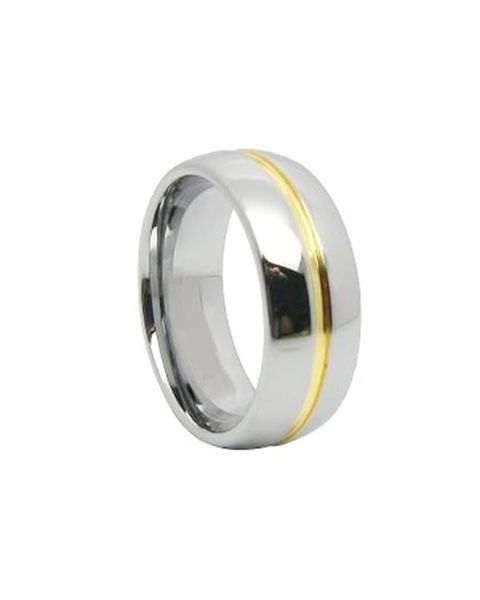 Miss Jewels - Silver Two Tone Stainless Steel Band - Size 9