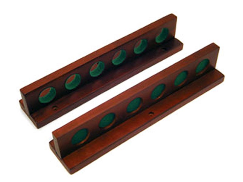 Mahogany Pool Cue Rack (2 Piece) - Holds 6 Cues