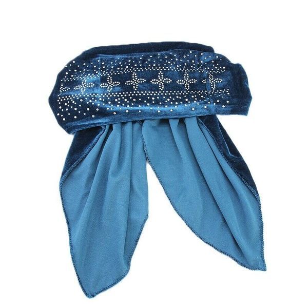 Head Velvet Wrap Scarf Doek for Women - Blue