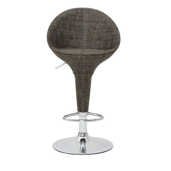 Rattan Bar Stool Round Backrest - Brown