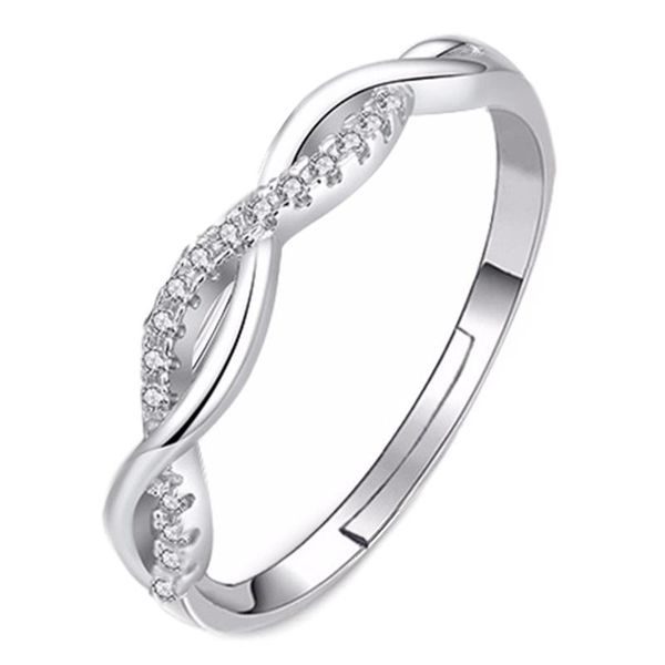 Eternity Silver Ring with White Zircon flakes for Her
