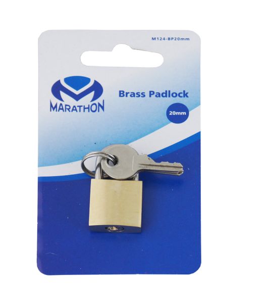 Marathon 20mm Brass Cylinder Padlock