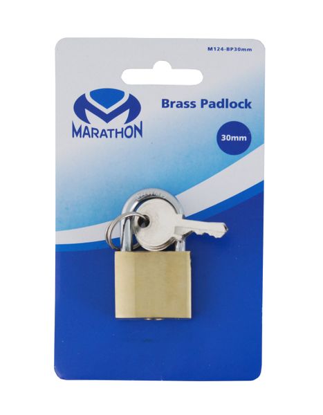 Marathon 30mm Brass Cylinder Padlock