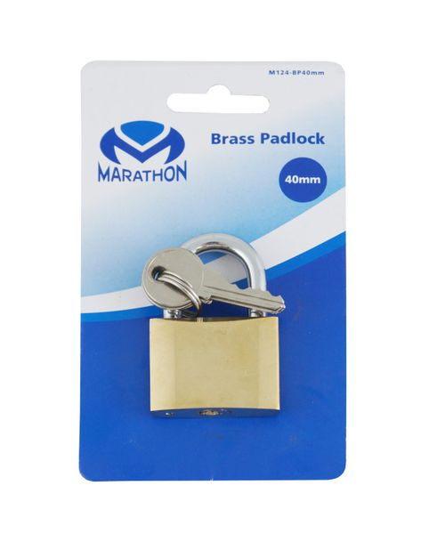 Marathon 40mm Brass Cylinder Padlock