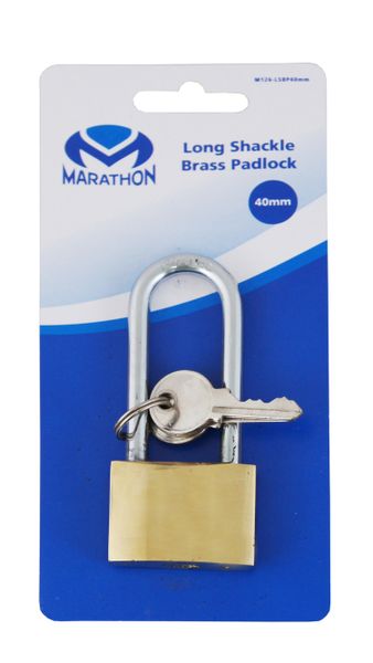Marathon Tools 40mm Long Shackle Brass Padlock