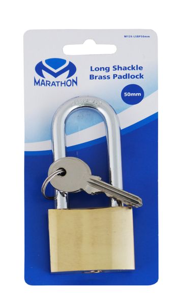 Marathon Tools 50mm Long Shackle Brass Padlock