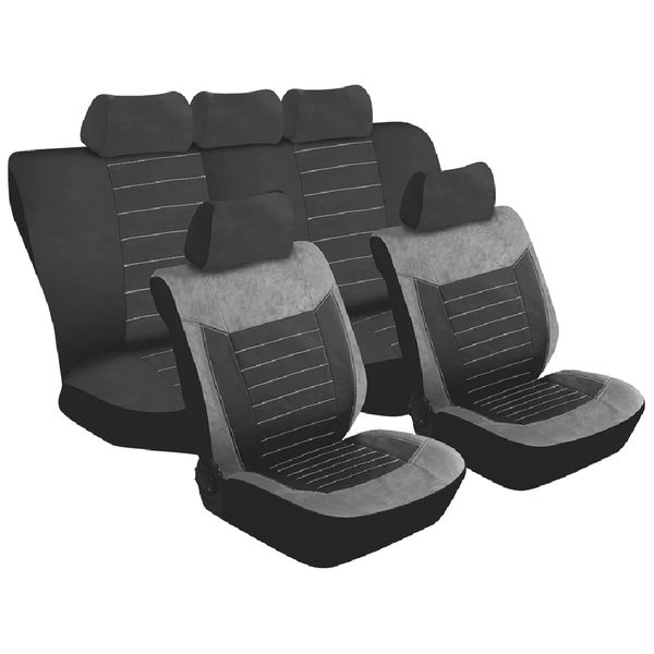 Montecarlo - 11 Pc Car Seat Cover Set - Grey Suede