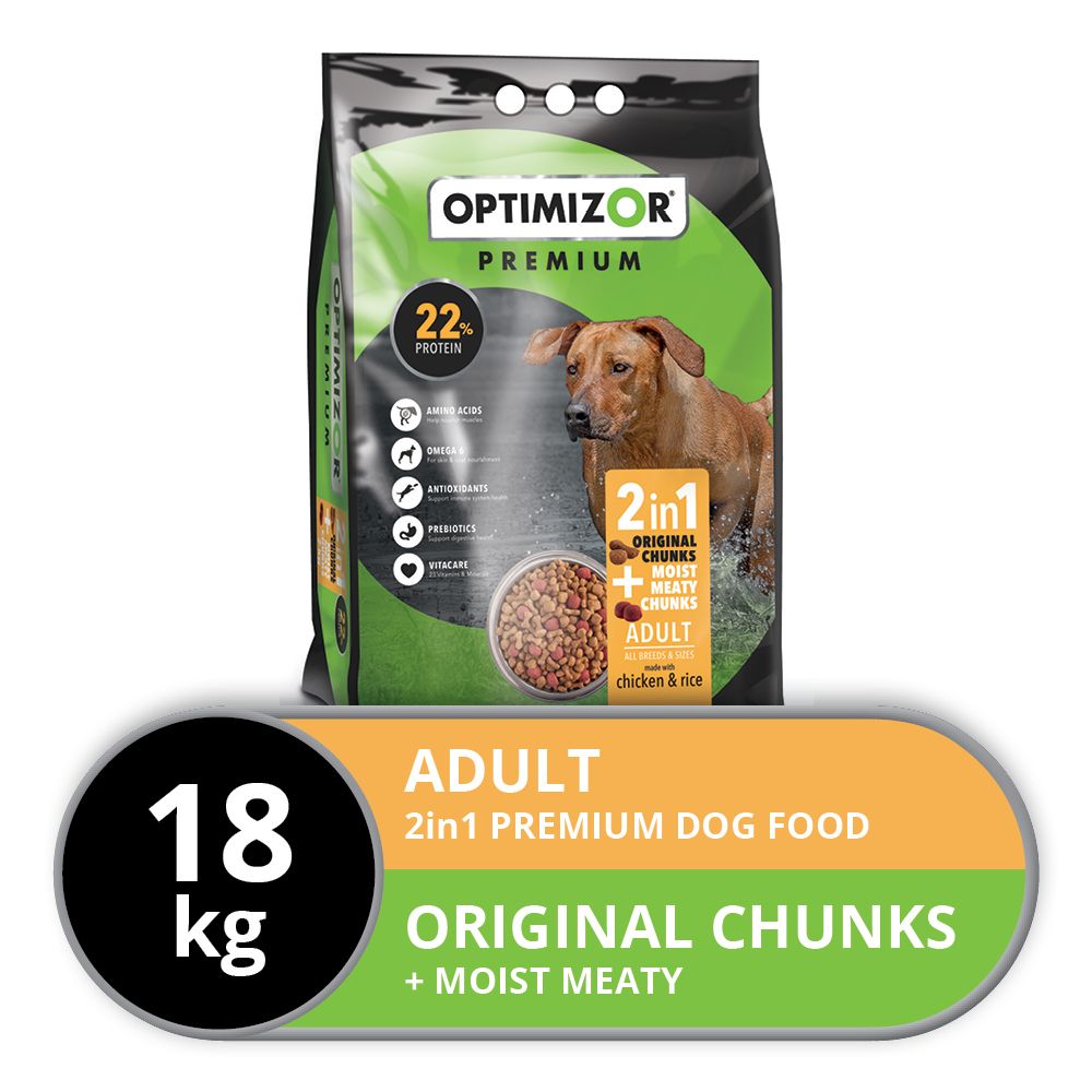 Dry dog food with meaty cheap chunks