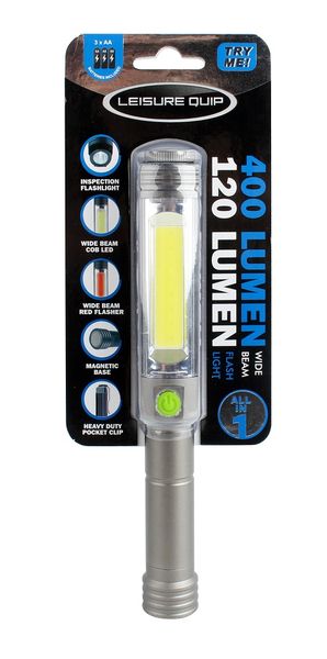 Leisure Quip 400 Lumen Magnetic PenLight Torch with Clip &amp; 3 AA batteries