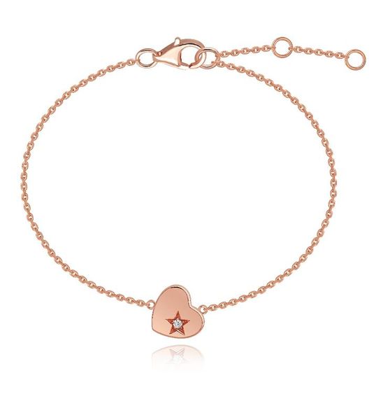S925 Sterling Silver Cupid Heart Bracelet with Swarovski Zirconia - Silver