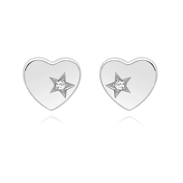 S925 Sterling Silver Cupid Heart Earrings with Swarovski Zirconia - Silver