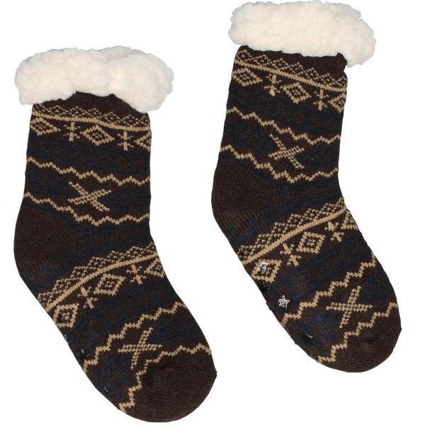 Comfort Pedic Comfy Kids Snowy Socks - Brown, Beige &amp; Navy Blue