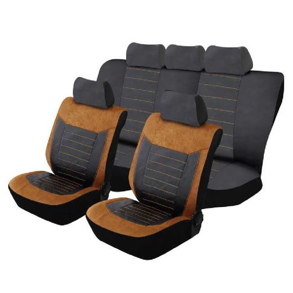 Montecarlo 11 Piece Car Seat Cover Set - Brown Suede