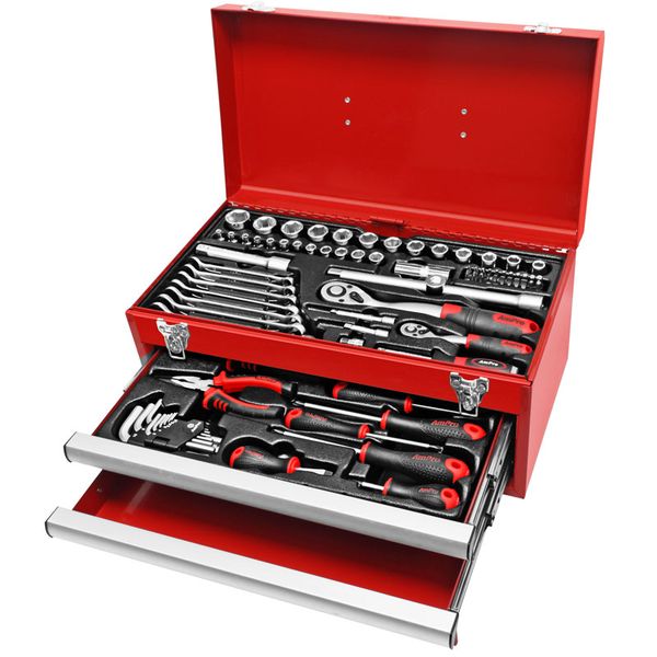 Ampro - 2 Drawer Chest Tool Set - 82Pc 1/4 &amp; 1/2?Drive