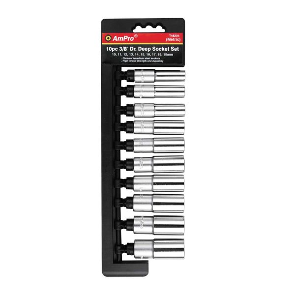 Ampro - 10Pc Deep Socket Set (10 – 19MM) - 3/8 Drive