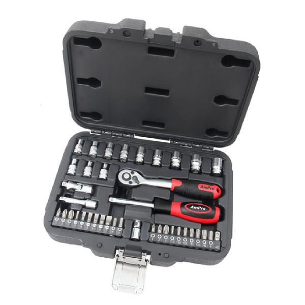 Ampro - 39 Piece Bolt-Fit Socket Set (Metric) - 1/4 Inch Drive
