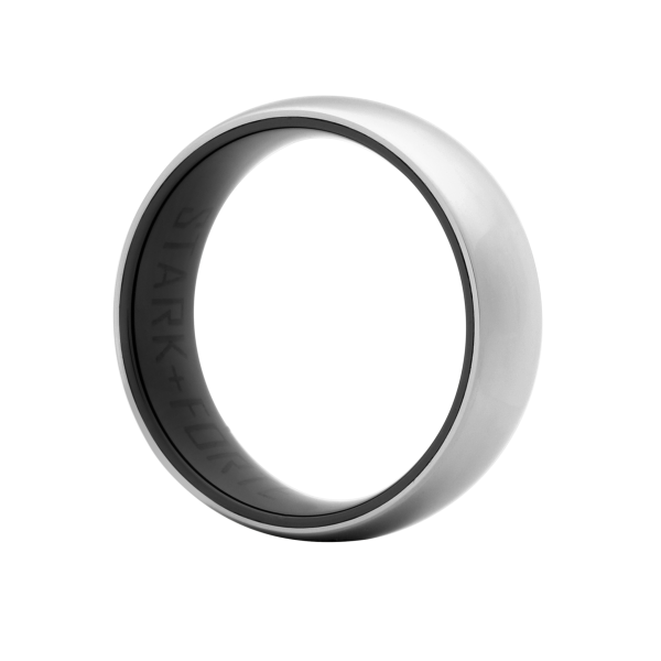 Stark+Forte Men Silver, Black Ceramic Bands Ring