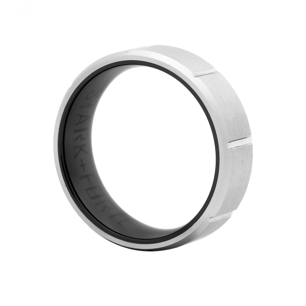 Stark and Forte - Raw Ceramic &amp; Tungsten Mens Ring