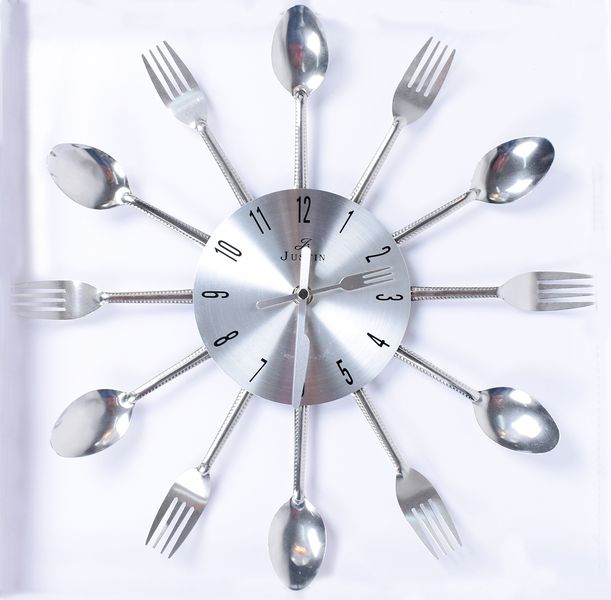 Parco 38cm Cutlery Clock - Silver