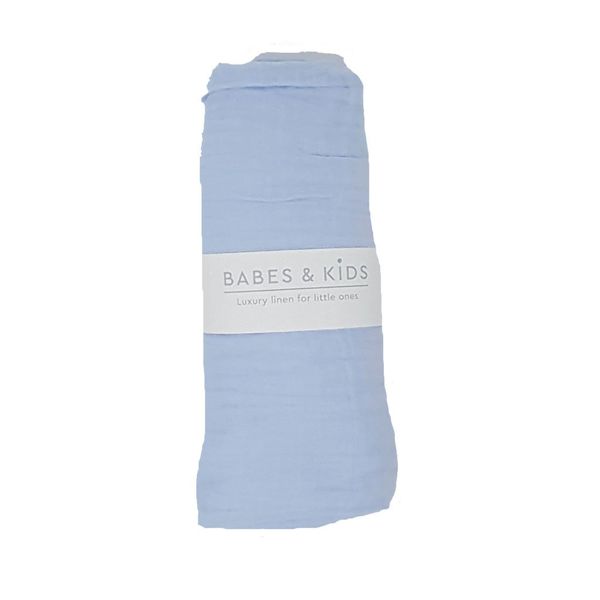Babes &amp; Kids - 100% Cotton Blue Muslin Wrap (120x120cm)