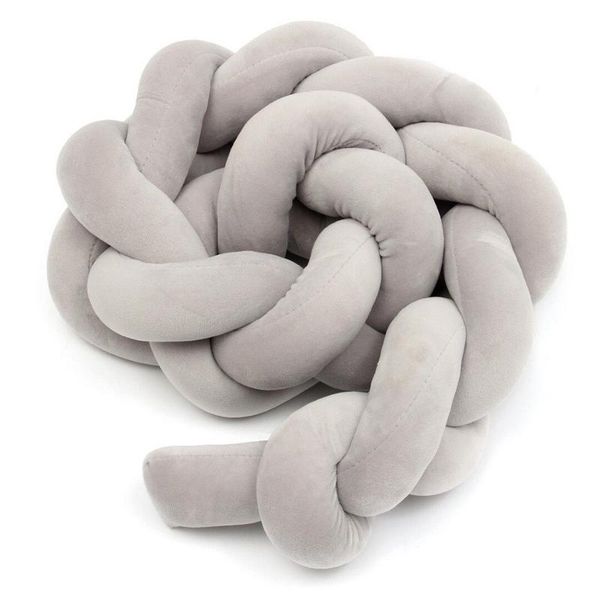 Cot Bed Braided Bumper - Grey