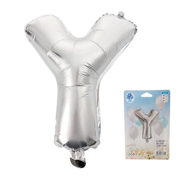 Balloons Foil Silver Y 35cm Tall