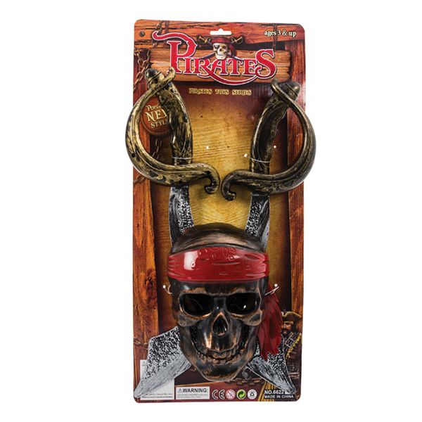 Bulk Pack x 3 Boys Playset Swords &amp; Mask Pirate Set