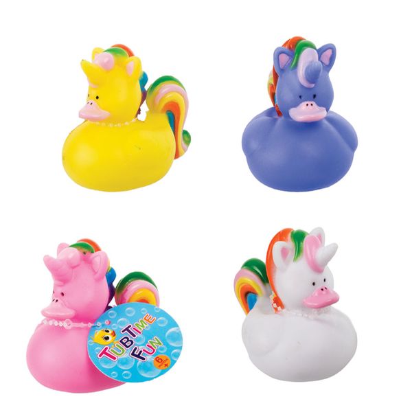 Bulk Pack 4 x Baby Bath Vinyl Unicorn Duck 6cm Each