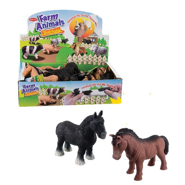 Bulk Pack x 12 Animals Farm Horse 14cm Stretchable