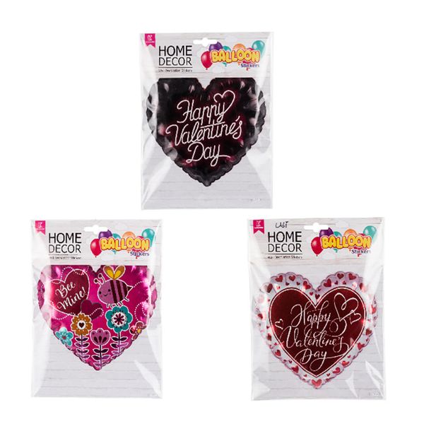Bulk Pack x 3 Room Decor Sticker Balloon Valentine