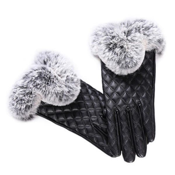 Faux Leather Gloves Winter Warmer - For Women