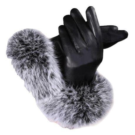 Womens black leather gloves deals with fur