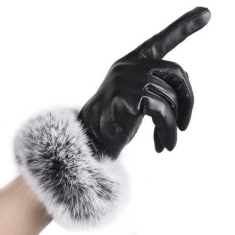 white faux leather gloves