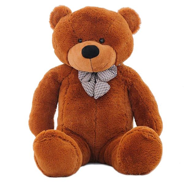 TANOTIB Cuddly Plush Teddy Bear With Bow -Tie - Dark Brown - 80cm