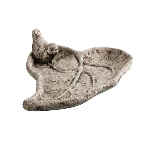 Bulk Pack x 2 Ornament Bird Bath Leaf With Bird 27cm