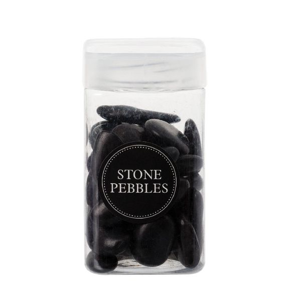 Bulk Pack x 6 Pebbles Stones Black In Jar
