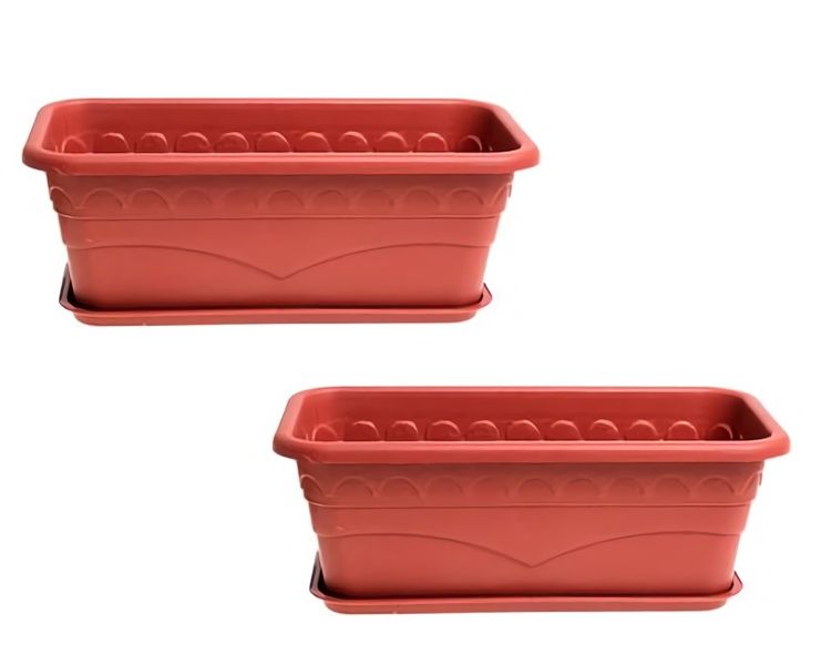 Bulk Pack 4 x Planter With Tray Terracotta 39x19x14cm Plastic