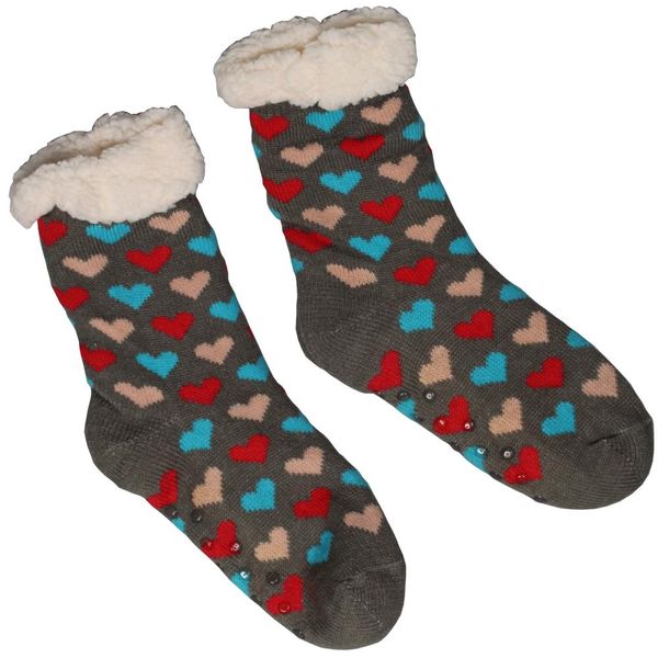 Comfort Pedic Comfy Ladies Heart Socks- Grey, Red, Pink &amp; Blue