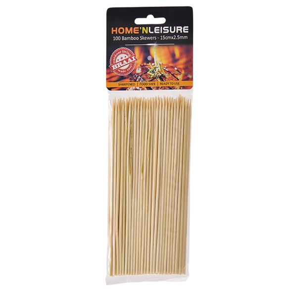 Bulk Pack 10 X Skewers Bamboo 15cmx2.5mm 100pce Per Pack